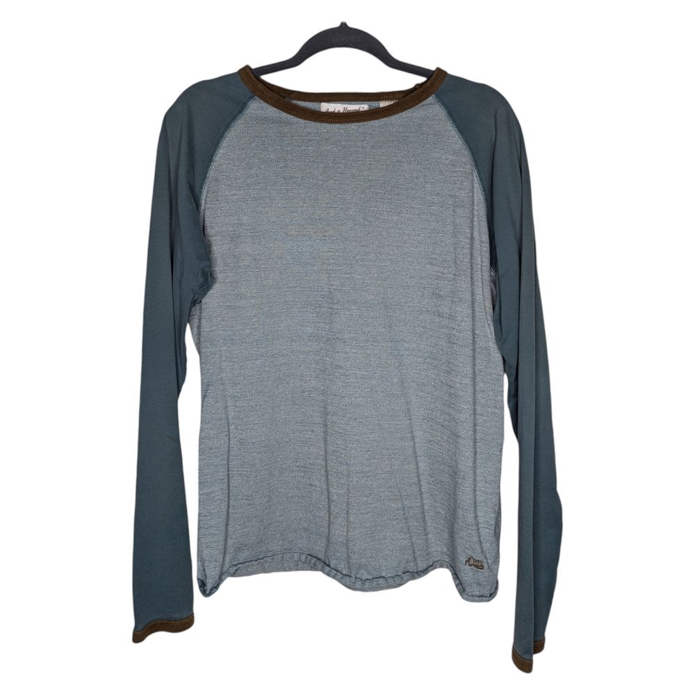 Fred & Howard Raglan Ringer Long Sleeve T‎ Shirt Mens Medium Blue Brown Grunge